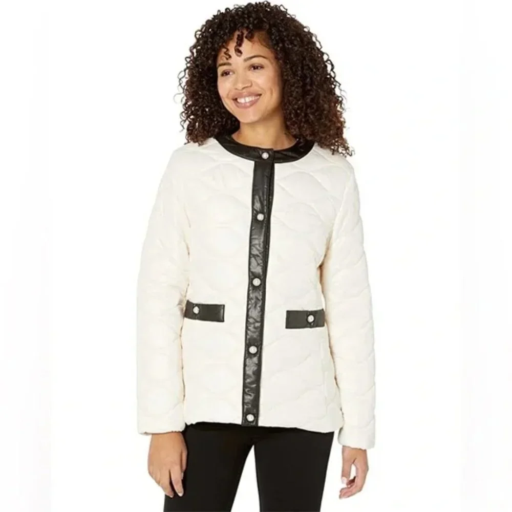 Kate Spade New York Framed Quilted with Pearl Snaps Jacket